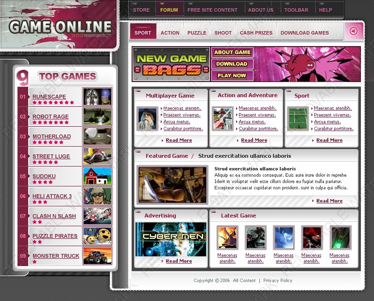 Web Templates For Games
